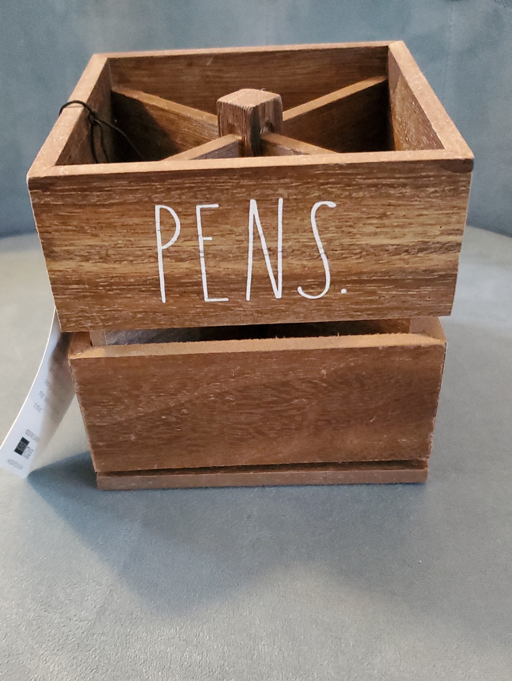 Rae Dunn Brown Wood Desk Organizer with Tag
